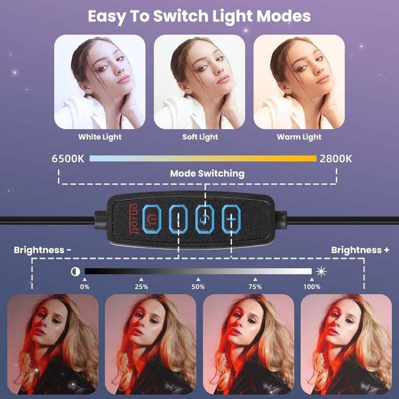 12Inch LED Selfie Live Makeup Ring Light with 1.7Meter Tripod Stand Phone Holder