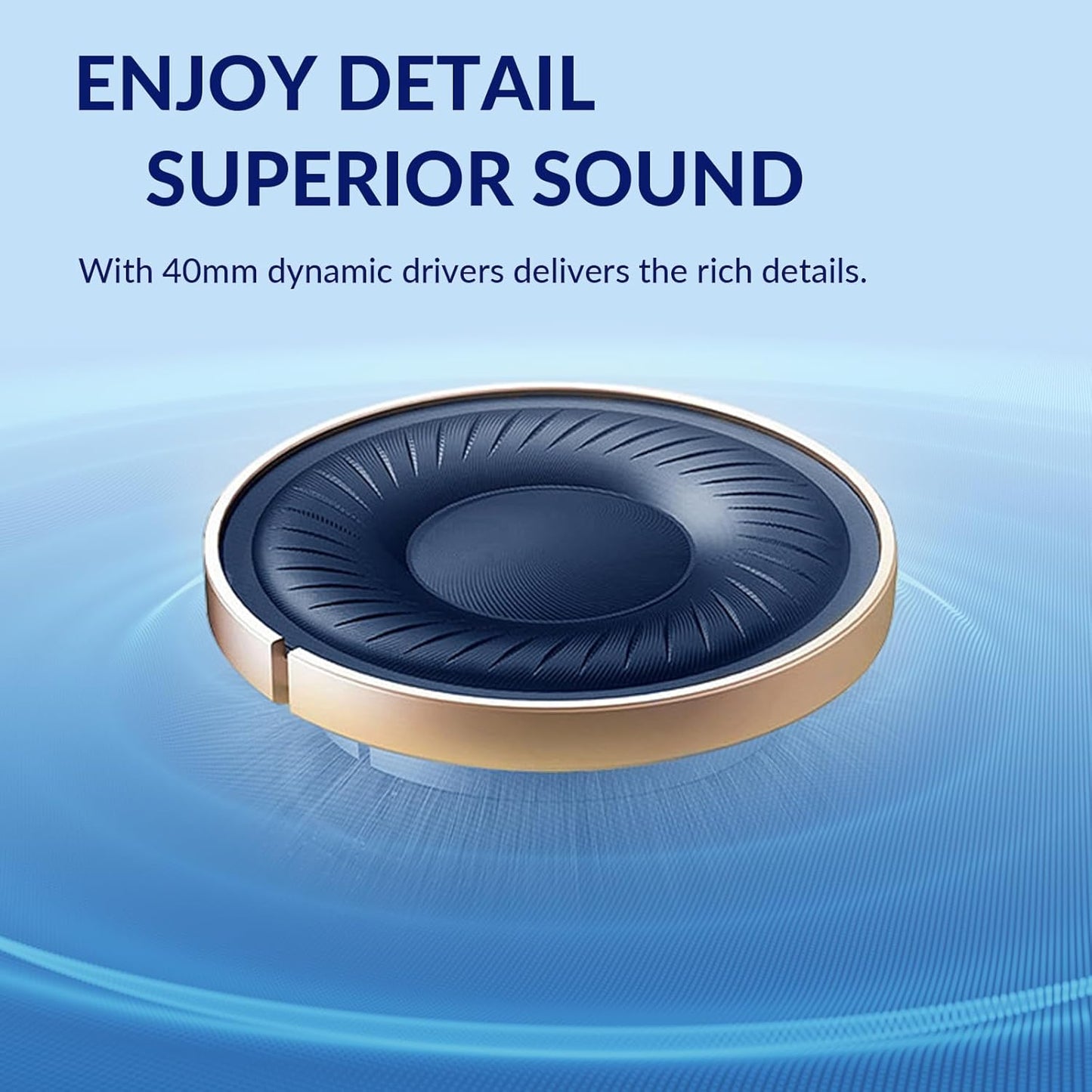 H3 Adaptive Noise Cancelling Headphones,Wireless Headphones over Ear,Foldable Wireless Headphones with 80 Hrs Playtime,For Gym,Travel,Home Office