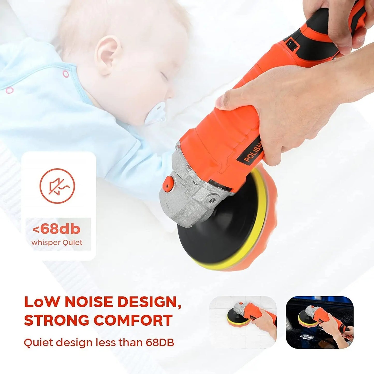 7" Polisher Buffer Cordless Car Furniture Polishing Machines Electric Polisher - DynamicDrop Hub