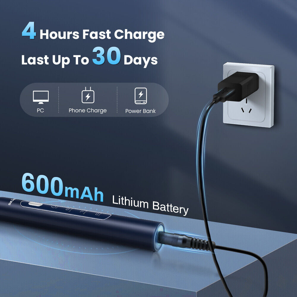 Rechargeable Electric Toothbrush with 3 Brushing Modes, Timer, and 7 Brush Heads – IPX7 Waterproof