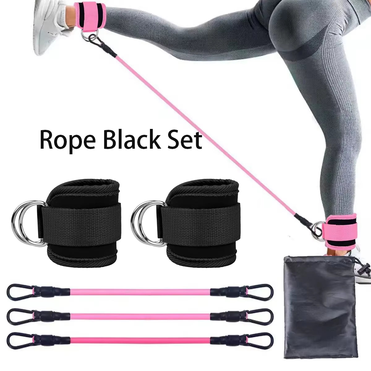 Ankle Strap Resistance Bands – Elastic Fitness Training Equipment for Yoga, Pilates, CrossFit, and Gym Workouts