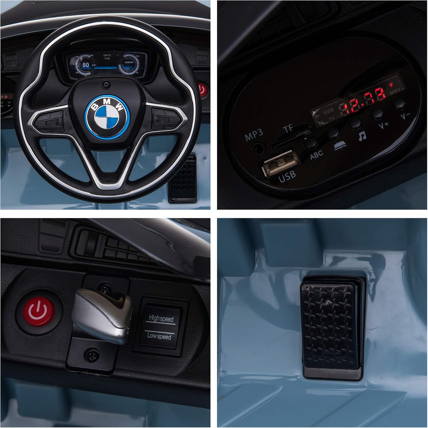 BMW I8 Coupe Licensed 6V Kids Electric Ride on Car Toy with Remote Control Music Horn Lights MP3 Suspension Wheels for 3-8 Years
