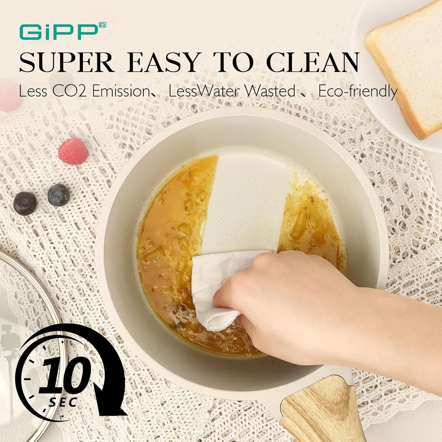Nonstick Sauce Pan with Lid - 2.5L Small Sauce Pot Non Stick Cooking Pot with Stay-Cool Handle, Kitchen Pots Granite Saucepan Induction Compatible, PFOA Free(White, 18Cm)