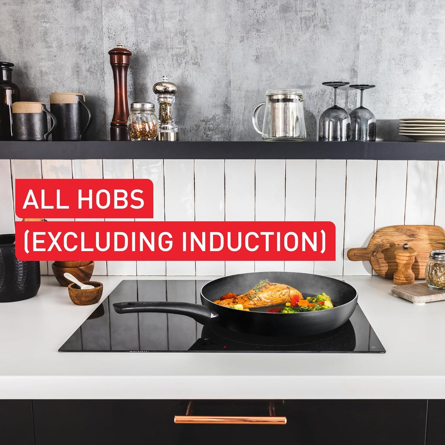 Titanium Essential Stewpot 24 Cm + Lid, High-Performance Non-Stick Coating, Metal Spatula Safe, All Hobs excluding Induction, B9414644
