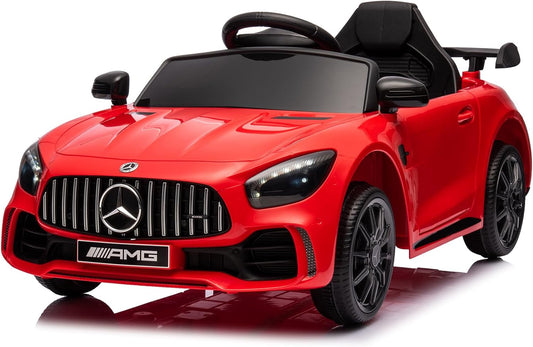 12V Ride on Car, Licensed Mercedes Benz AMG GTR with Parental Remote, 2 Motors Electric Car for Kids to Drive W/Wider Seat, LED Lights, Openable Doors, MP3, Smooth Start, 3 Speeds - Red