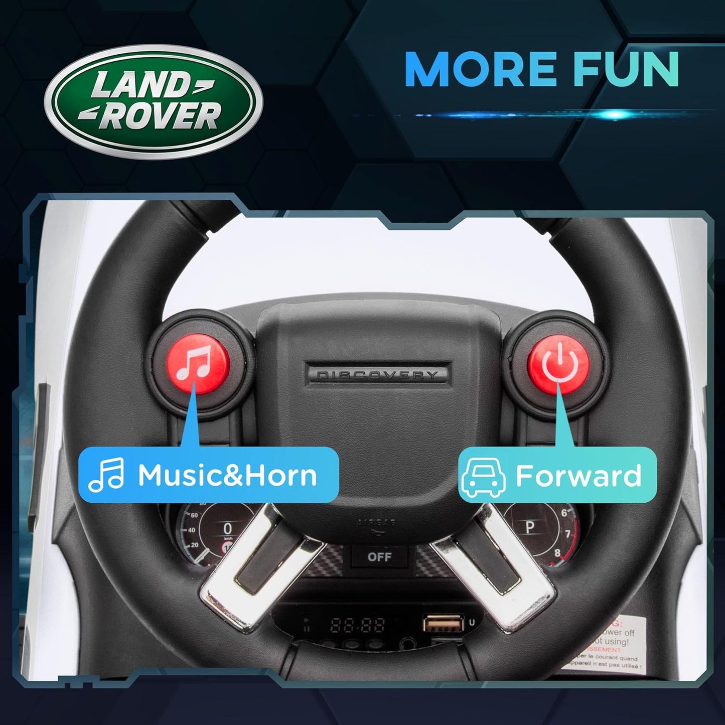 Land Rover Licensed 6V Kids Electric Ride on Car, 2 in 1 Sliding Car Battery Powered Car with Headlights Music Horn, for 18-60 Months