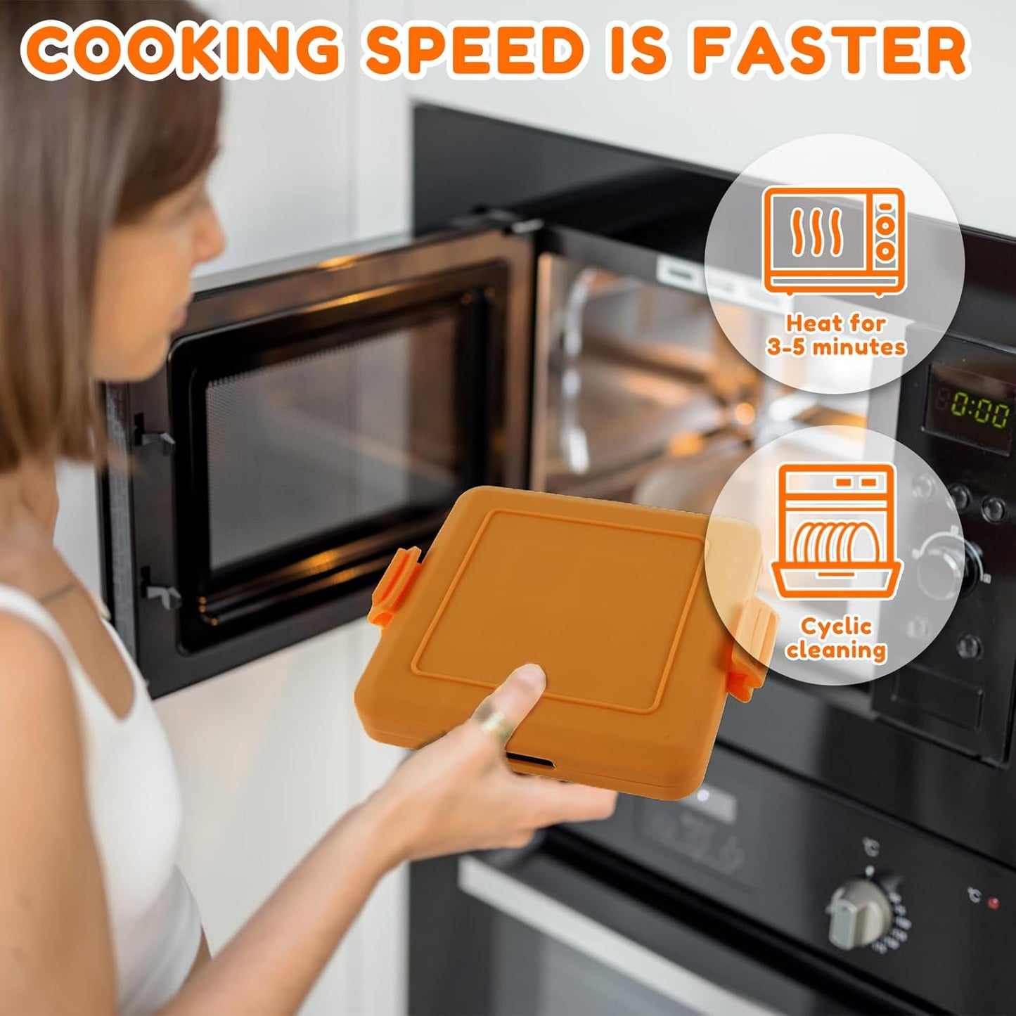 Microwave Toastie Maker, Microwave Toastie Sandwich Maker and Grill Wireless Silicone Microwaveable Cookware, Adjustable Toastie Maker Breakfast Sandwich Maker Non-Stick for Bread Sandwich (Orange)