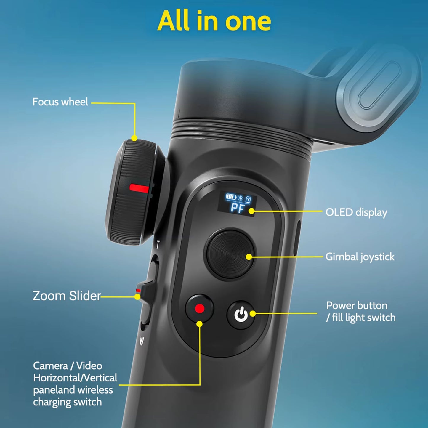 Smart Xpro Smartphone 3 Axis Gimbal Stabilizer for Iphone and Android Smartphone Shooting Video with Fill Light Effect