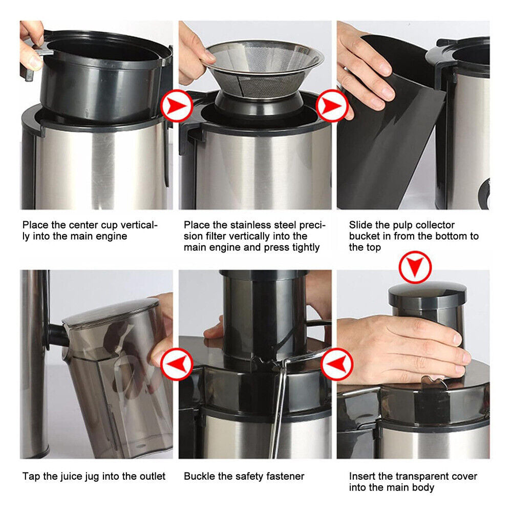 Juicer Machine Whole Fruit Vegetable Juice Extractor Stainless Steel 500ML