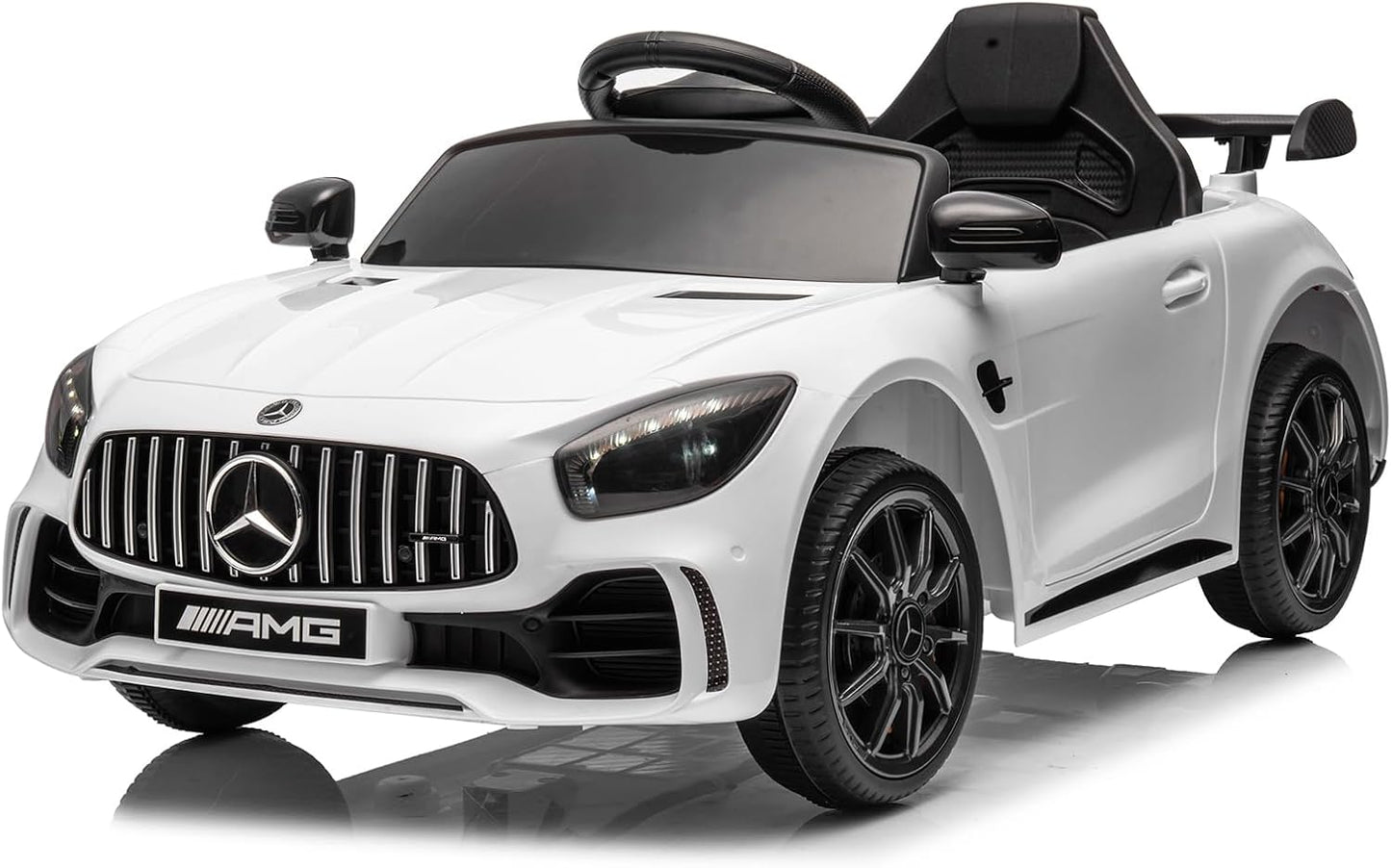 12V Ride on Car, Licensed Mercedes Benz AMG GTR with Parental Remote, 2 Motors Electric Car for Kids to Drive W/Wider Seat, LED Lights, Openable Doors, MP3, Smooth Start, 3 Speeds - Red