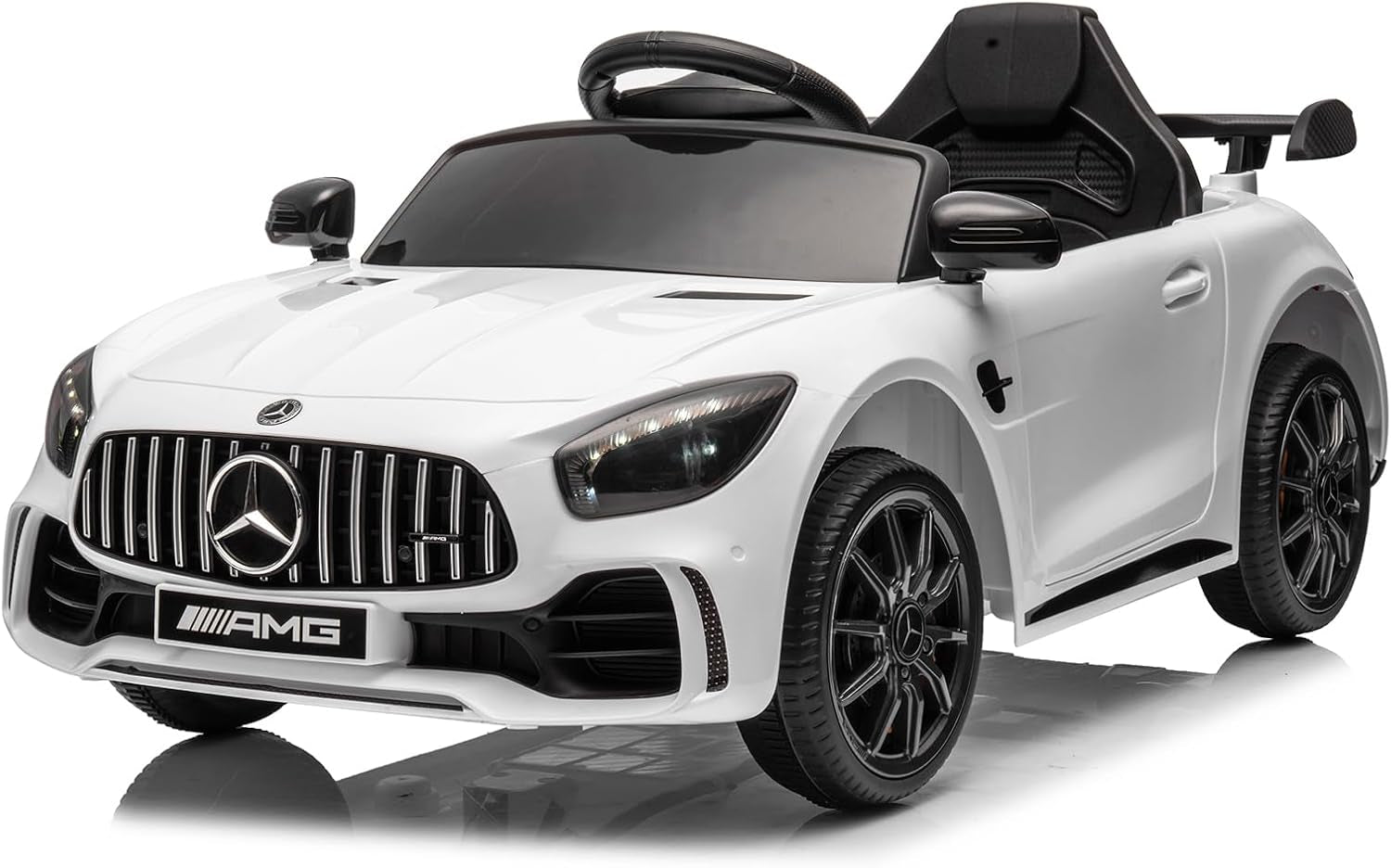 12V Ride on Car, Licensed Mercedes Benz AMG GTR with Parental Remote, 2 Motors Electric Car for Kids to Drive W/Wider Seat, LED Lights, Openable Doors, MP3, Smooth Start, 3 Speeds - Red