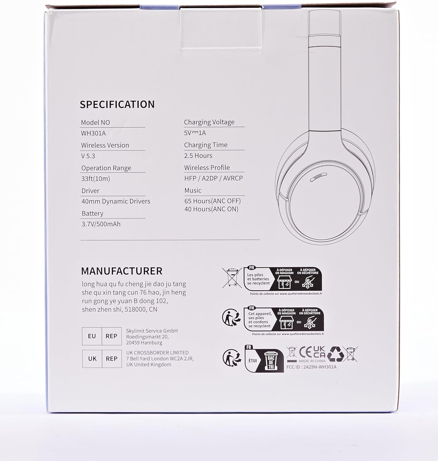 Hybrid Active Noise Cancelling Headphones, Wireless over Ear Bluetooth Headphones with Microphone, 70H Playtime, Foldable Wireless Headphones with Hifi Audio, Deep Bass for Home Travel Office