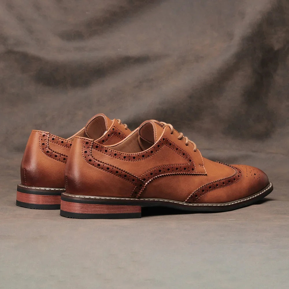Men’s Classic Brogue Leather Dress Shoes – Formal Wedding & Social Footwear (Size 7–13)