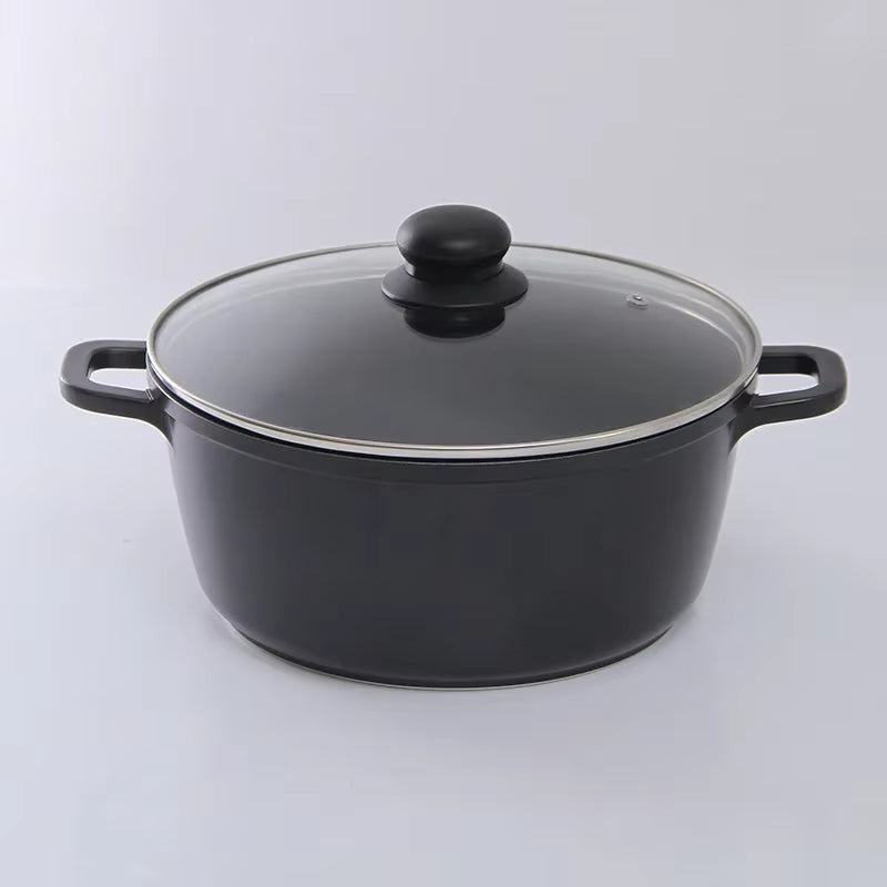 Japanese-Style Aluminum Non-Stick Multi-Function Soup Pot with Glass Lid (20cm/22cm/24cm)