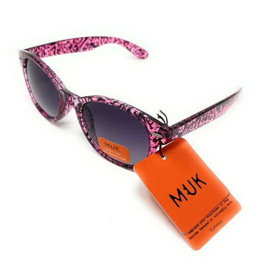 MUK Sunglasses Women'S Fashion Pink Purple Animal Print Frame 100% UVA UVB 7833