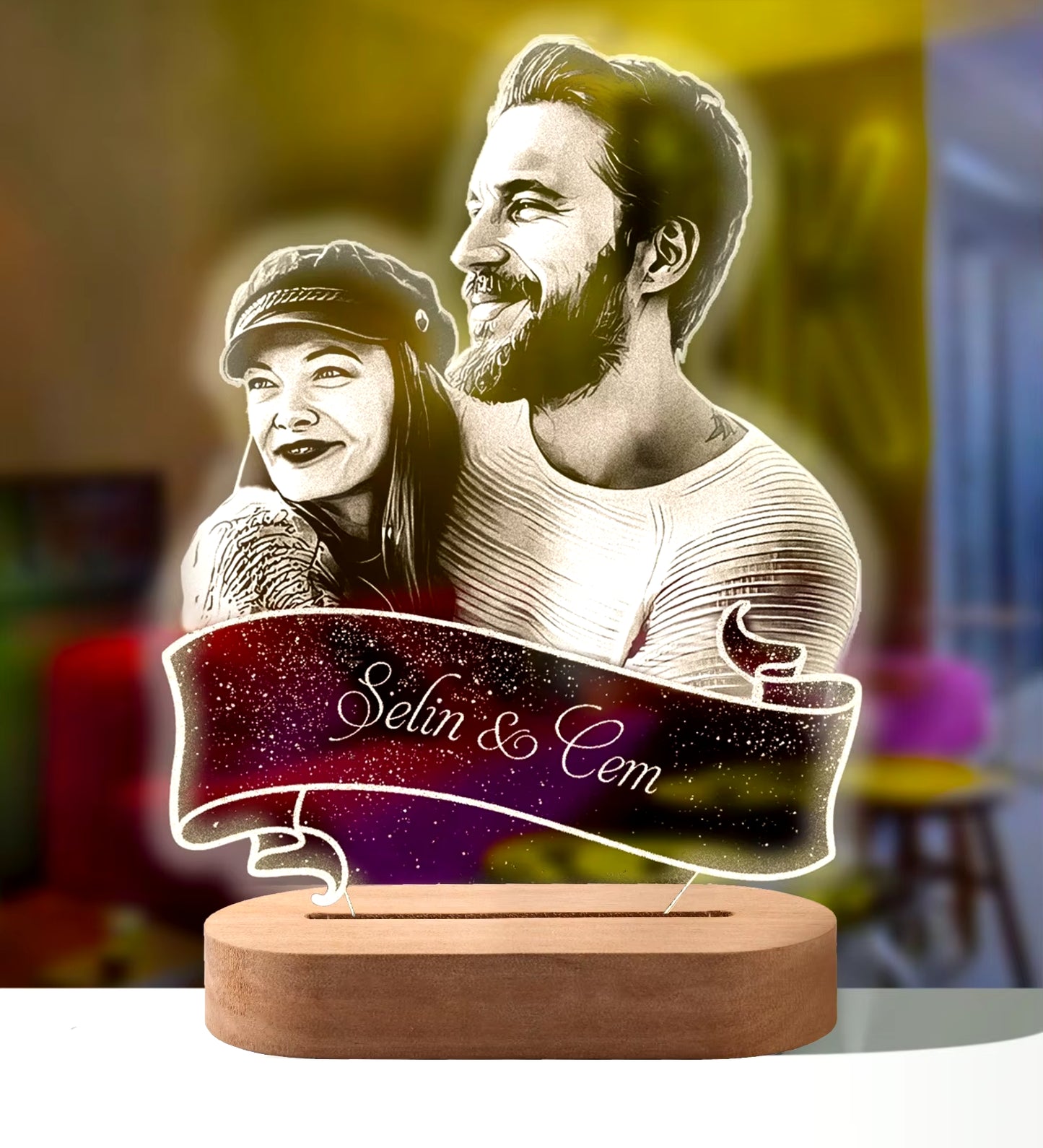 Personalized 3D Photo Lamp – Custom Photo and Text Night Light Gift for Valentine's Day, Wedding, Anniversary, Birthday