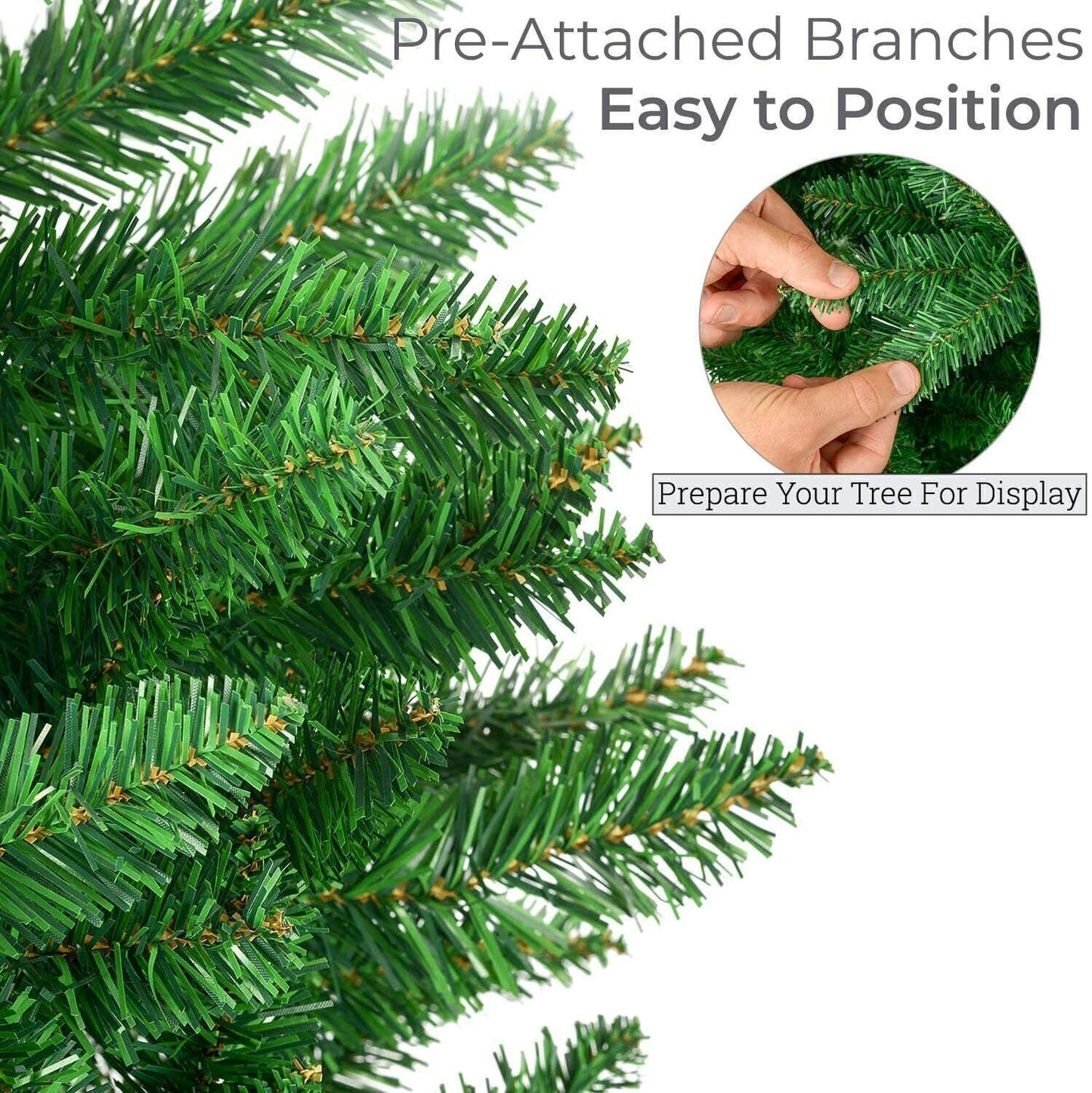 6Ft Christmas Tree Traditional Artificial Large Bushy Xmas Tree with Metal Stand