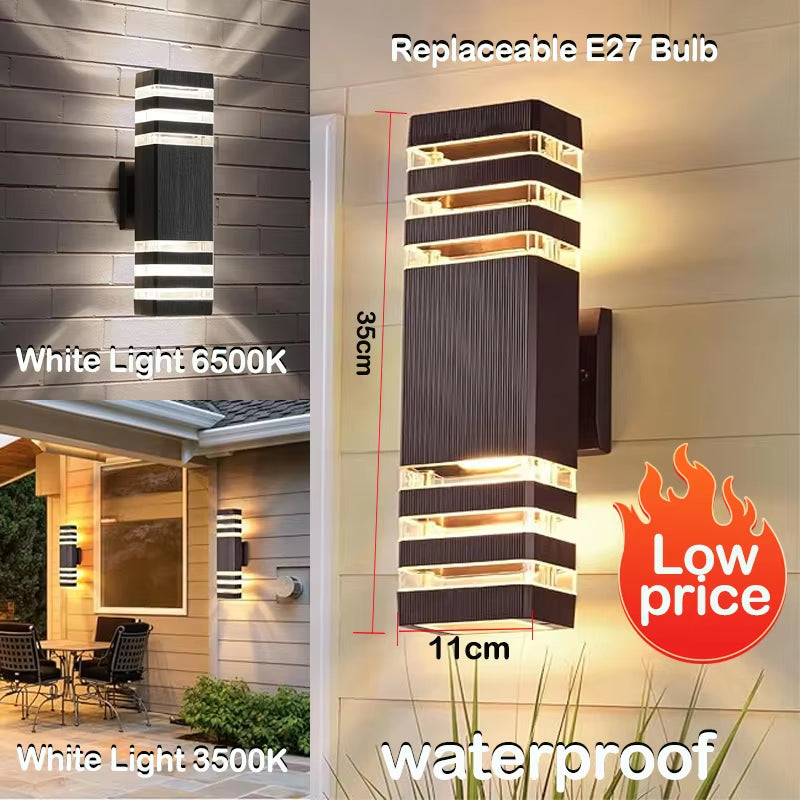Outdoor Wall Light up down LED Wall Lamp Replaceable Bulb Porch Light Waterproof Exterior Sconce Light for Balcony Garden Stair