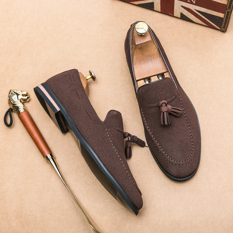 Men’s Casual Flats – Premium Cow Suede Leather Loafers & Moccasin Driving Shoes
