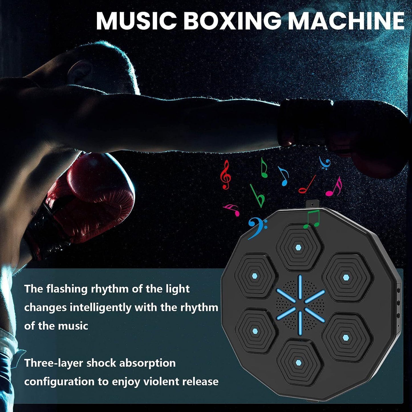 Boxing Training Machine Target Wall Mount Bluetooth Music Indoor React Exercise