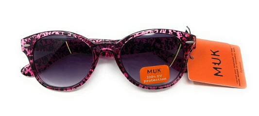 MUK Sunglasses Women'S Fashion Pink Purple Animal Print Frame 100% UVA UVB 7833