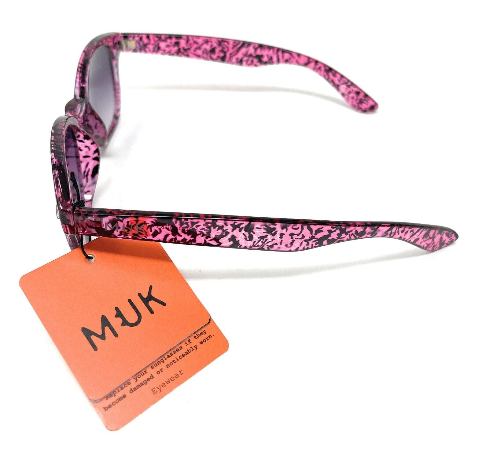 MUK Sunglasses Women'S Fashion Pink Purple Animal Print Frame 100% UVA UVB 7833