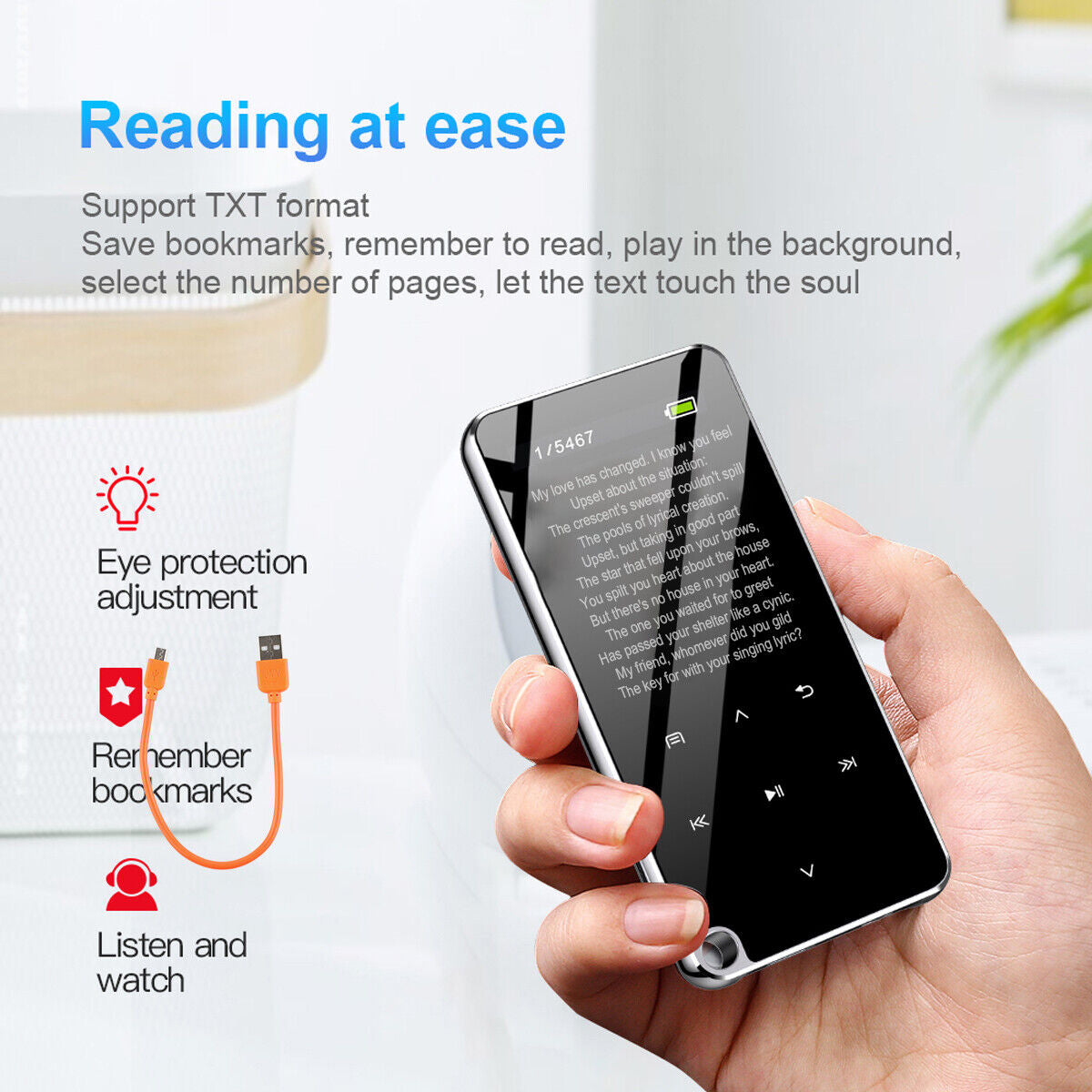 1.8" Screen Bluetooth MP3 MP4 Player with FM Radio and Recorder
