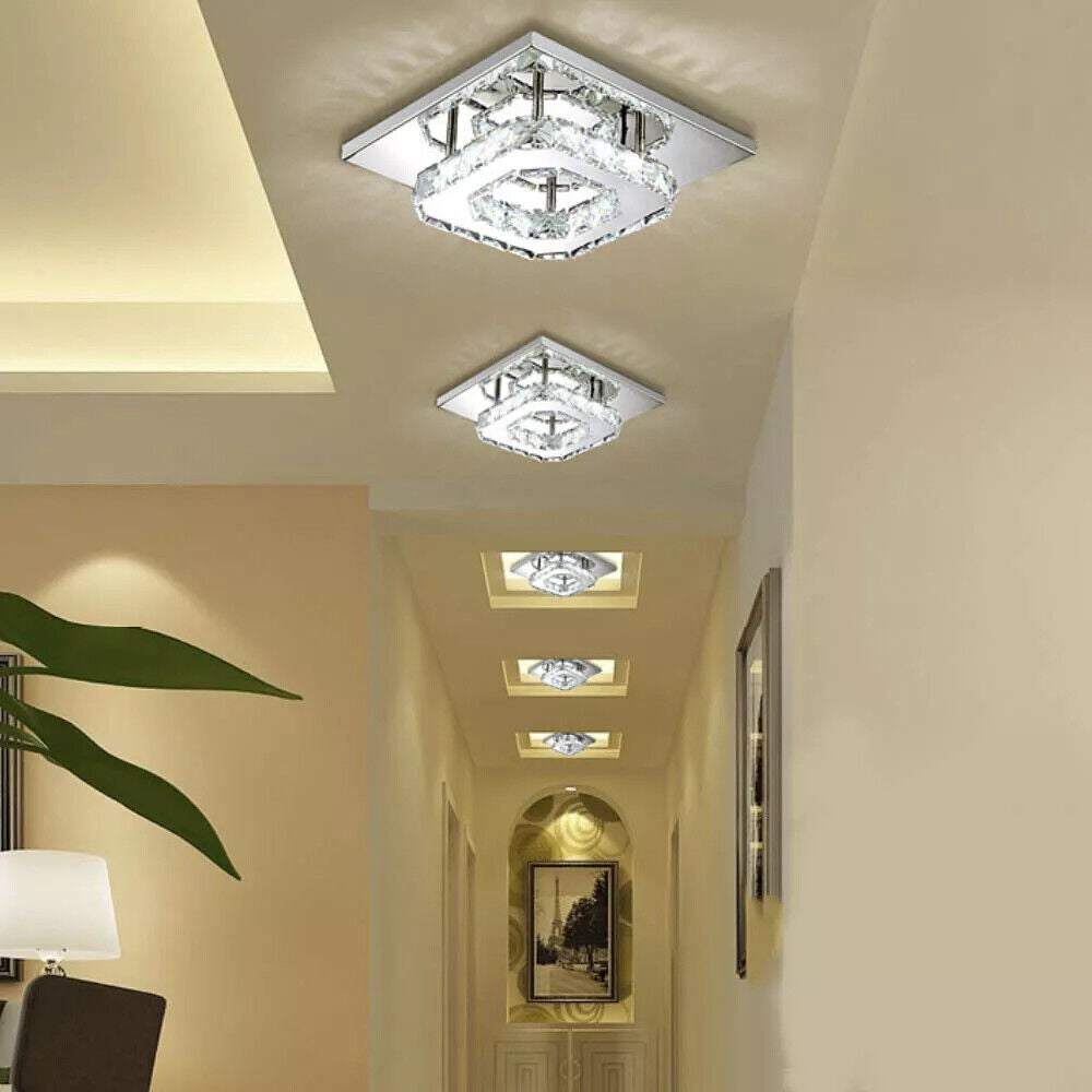LED Crystal Ceiling Light Minimalist Modern Lamp Living Room Bedroom Lights