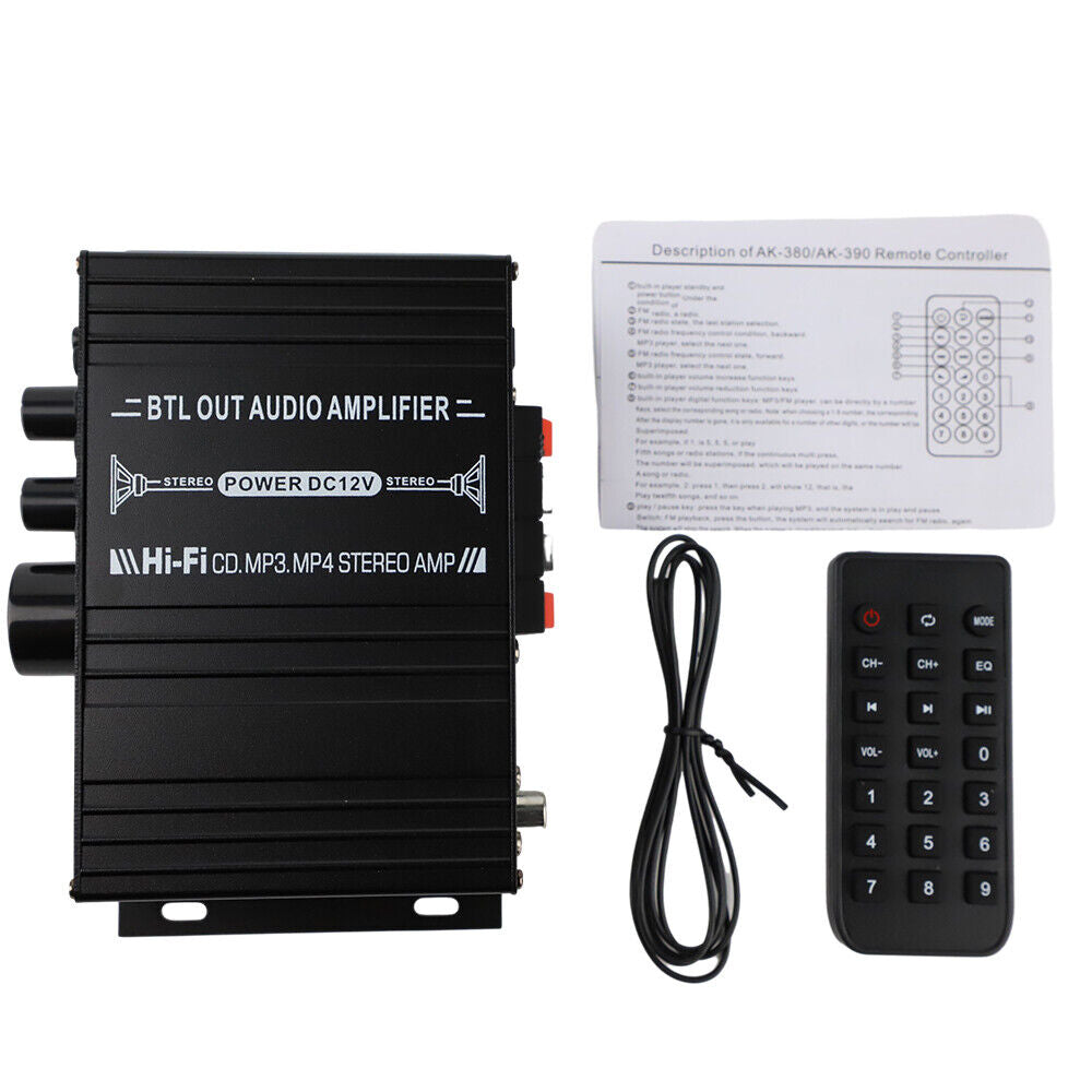 Mini Bluetooth Digital Power Amplifier USB Music Player FM Stereo Audio AMP