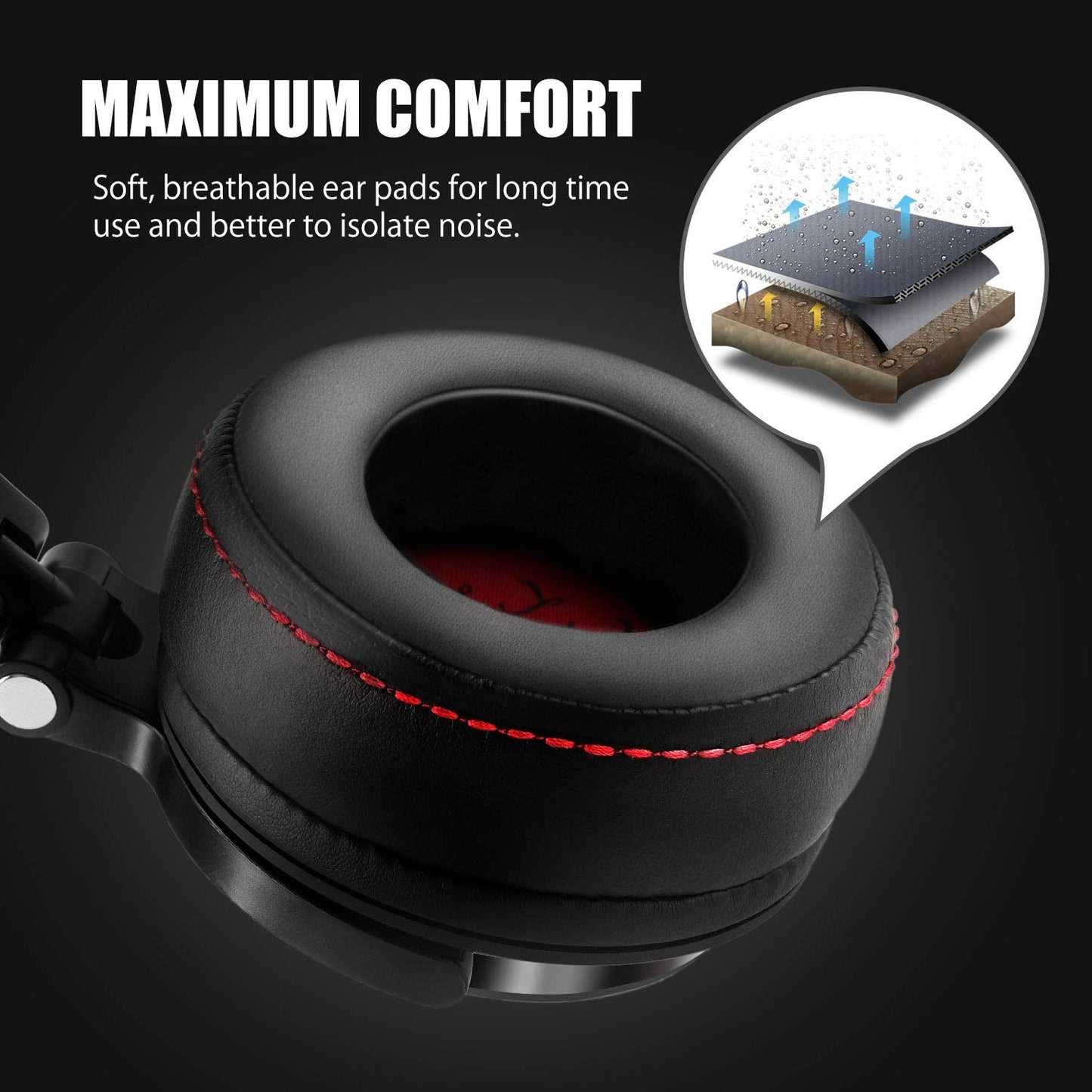 Pro50 Hi-Res over Ear Headphones Wired Closed-Back DJ Studio Headphones for Monitoring and Mixing, Soft Protein Leather Earcups, Noise Isolation, 90° Rotatable Housing, Portable