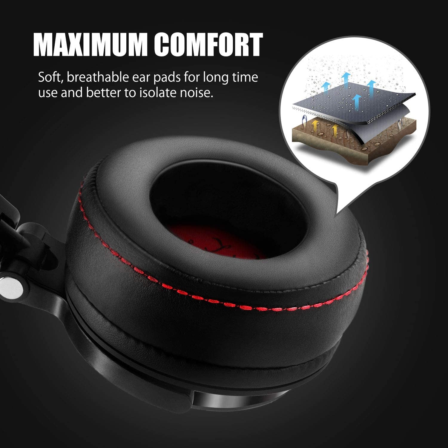 Pro50 Hi-Res over Ear Headphones Wired Closed-Back DJ Studio Headphones for Monitoring and Mixing, Soft Protein Leather Earcups, Noise Isolation, 90° Rotatable Housing, Portable