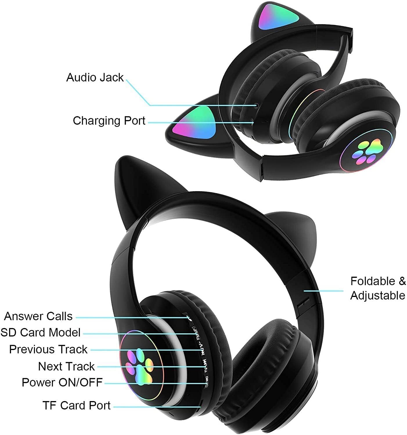 Wireless Bluetooth 5.0 Headphones with Noise Cancelling Over-Ear Earphones