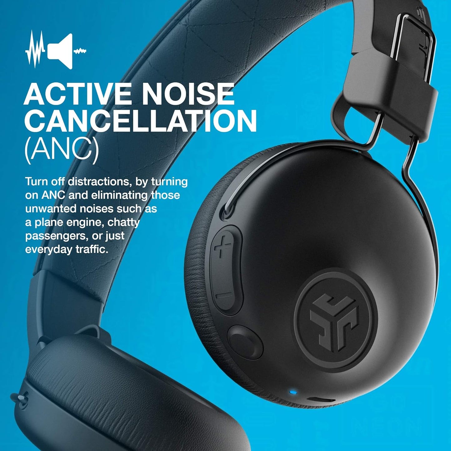 Studio Noise Cancelling Headphones, Wireless Headphones with EQ3 Custom Sound and 34+ Hour Bluetooth 5 Playtime, 28+ Hour Active Noise Cancelling Playtime, Black