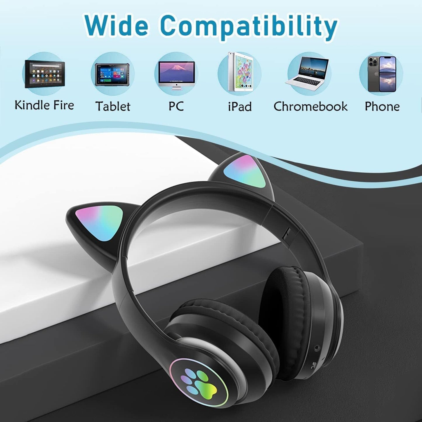 Wireless Bluetooth 5.0 Headphones with Noise Cancelling Over-Ear Earphones