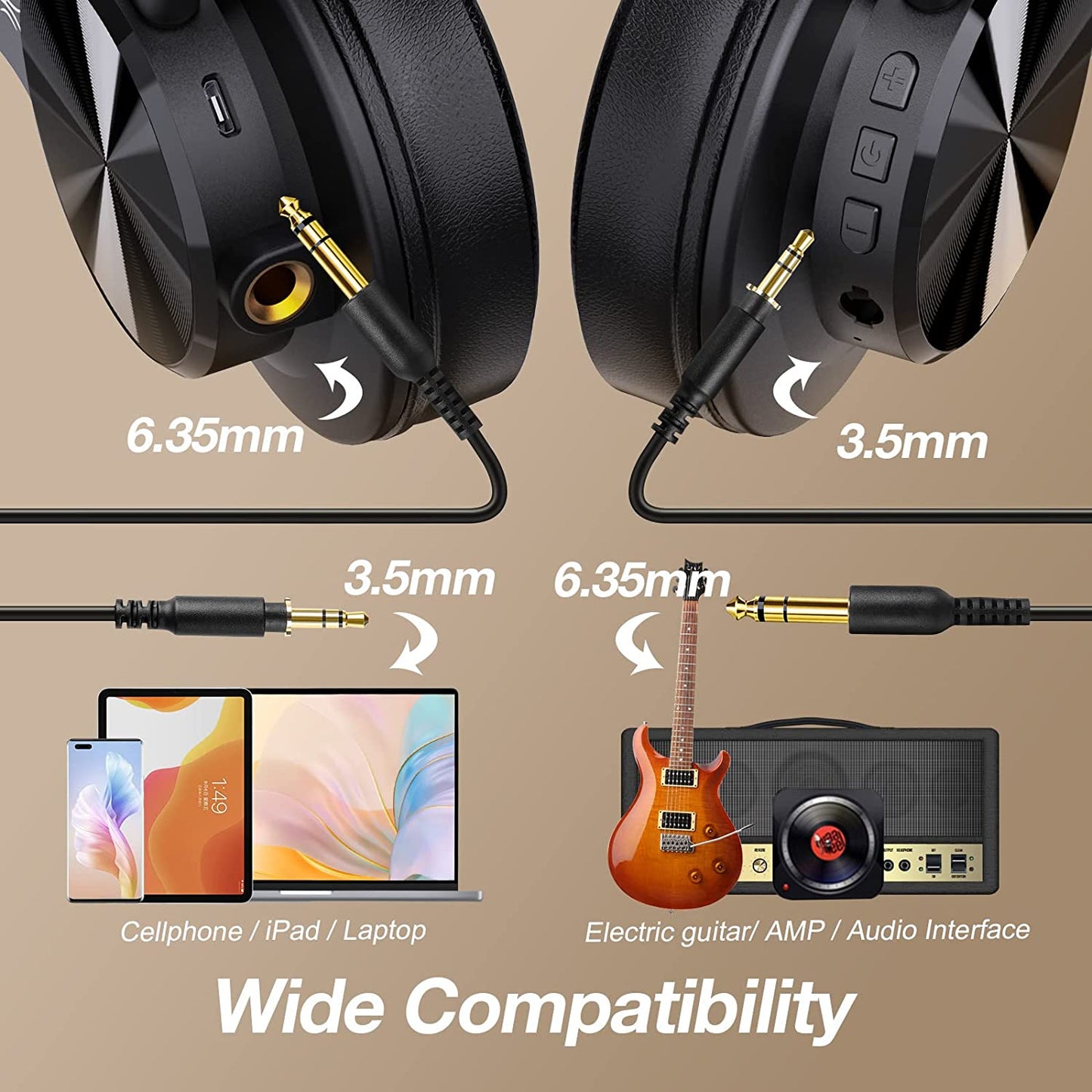 A70 Bluetooth Headphones over Ear, 72 Hrs Playtime, Monitor Level Stereo Sound Quality, Foldable Wireless&Wired DJ Headphone, Professional Studio Headphones for Dj/Tv/Pc/Phone