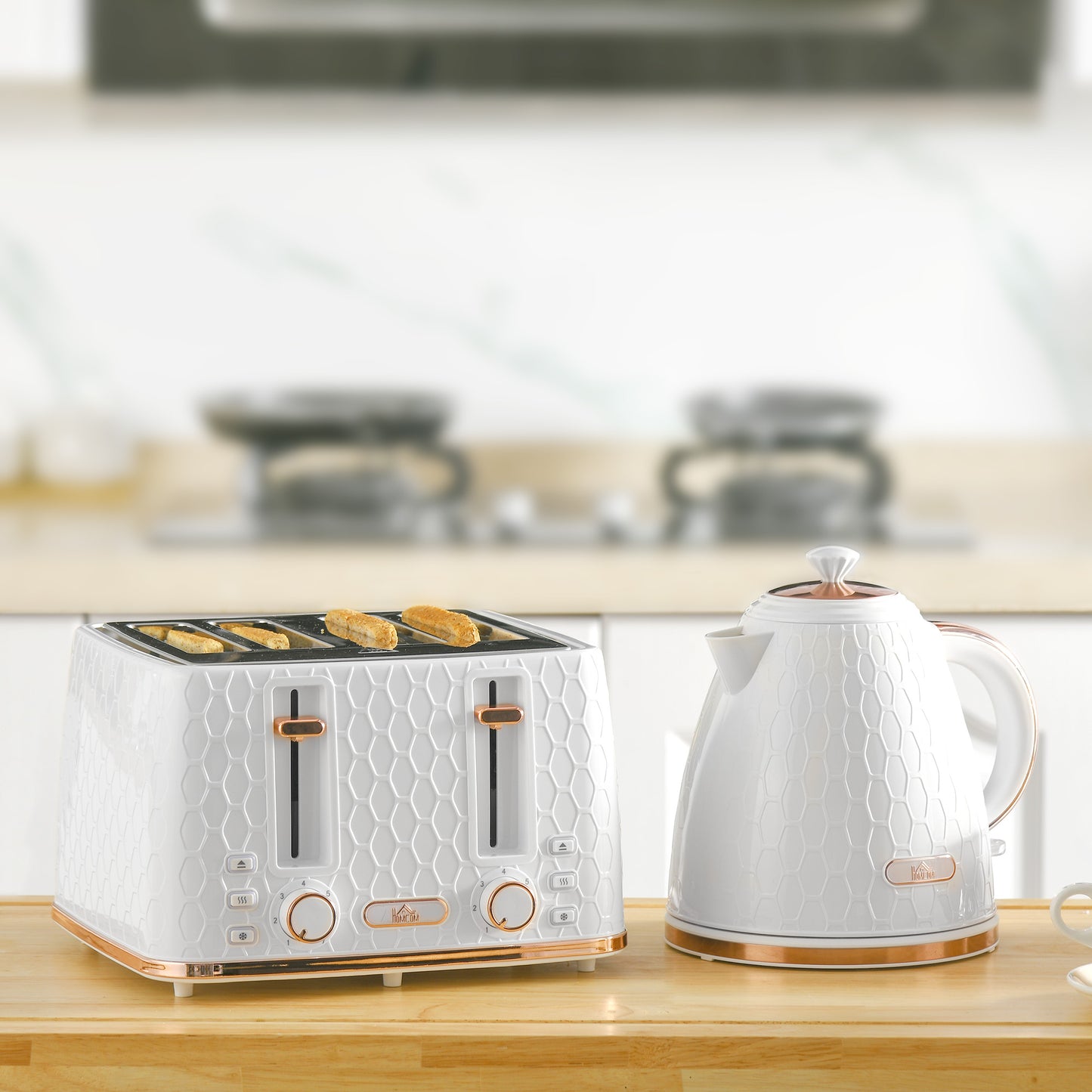 1.7L 3000W Fast Boil Kettle and Toaster Set with Auto Shut Off