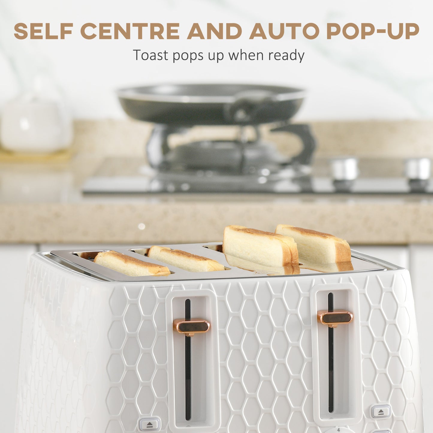 1.7L 3000W Fast Boil Kettle and Toaster Set with Auto Shut Off