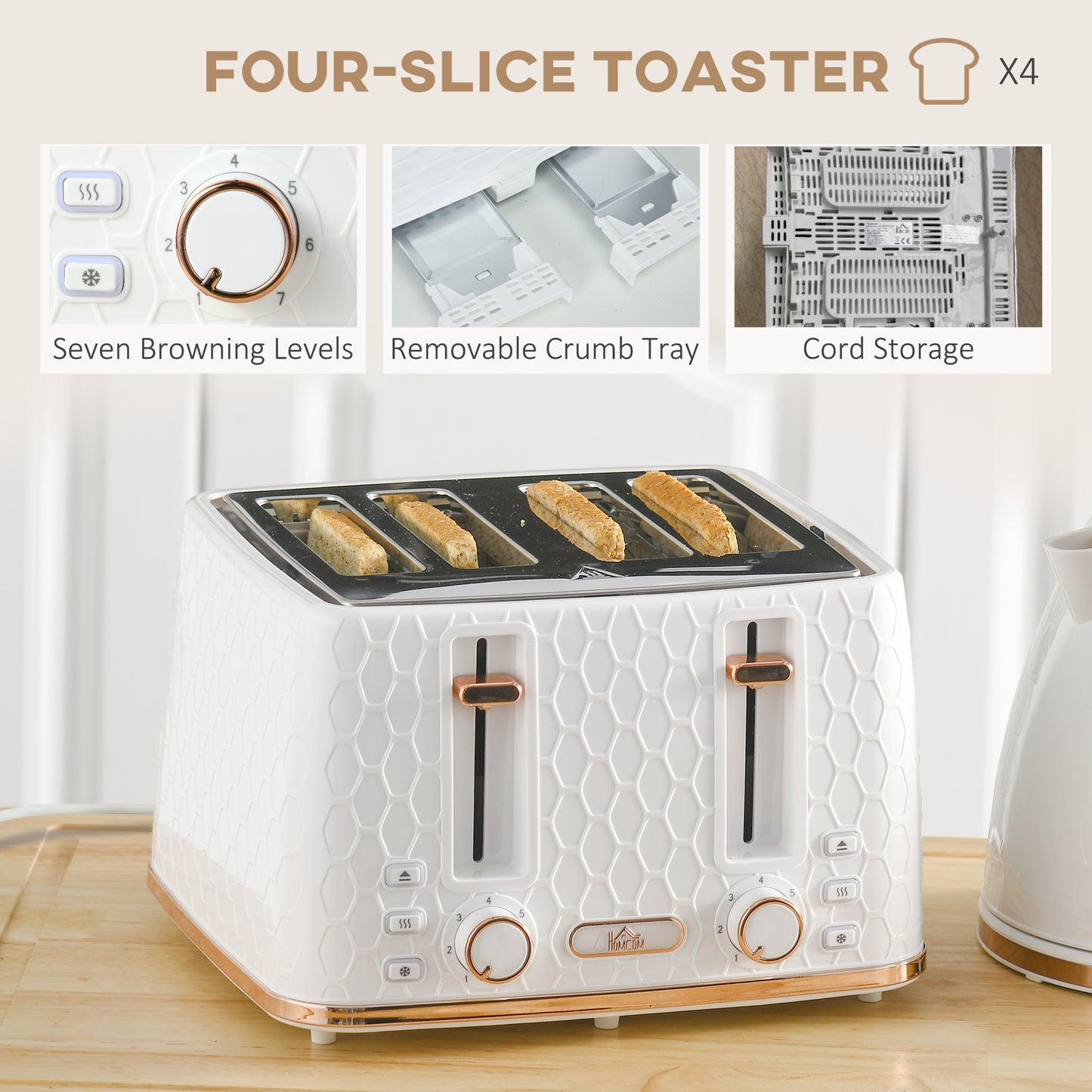1.7L 3000W Fast Boil Kettle and Toaster Set with Auto Shut Off