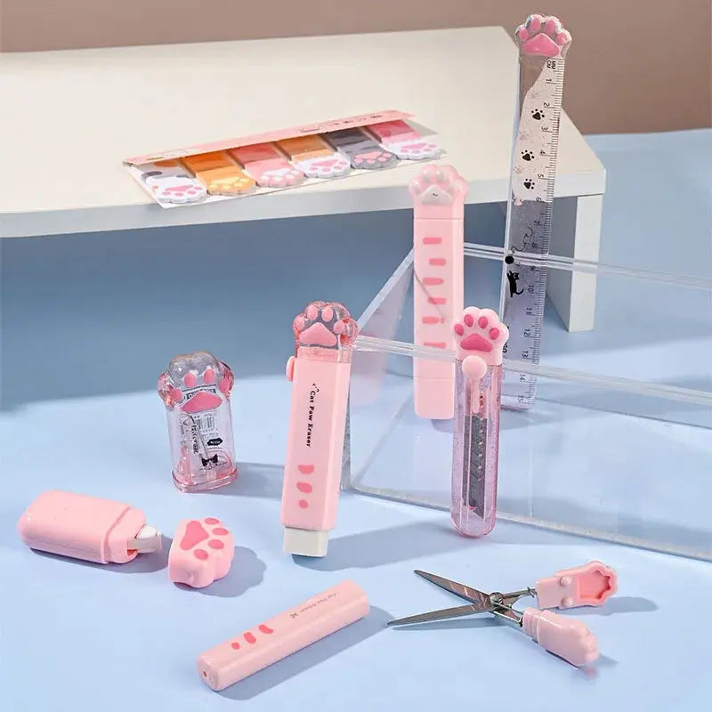 Adorable School Supplies Gift for Kids - 9-in-1 Cat Paw Stationery Set - DynamicDrop Hub