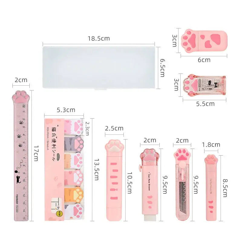 Adorable School Supplies Gift for Kids - 9-in-1 Cat Paw Stationery Set - DynamicDrop Hub
