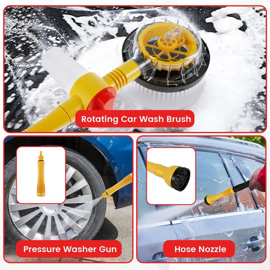 Car Rotary Wash Brush Kit 360 Degree Automatic Rotating Adjustable Dip Wash Brush High Pressure Washer for Vehicle Cleaning - DynamicDrop Hub