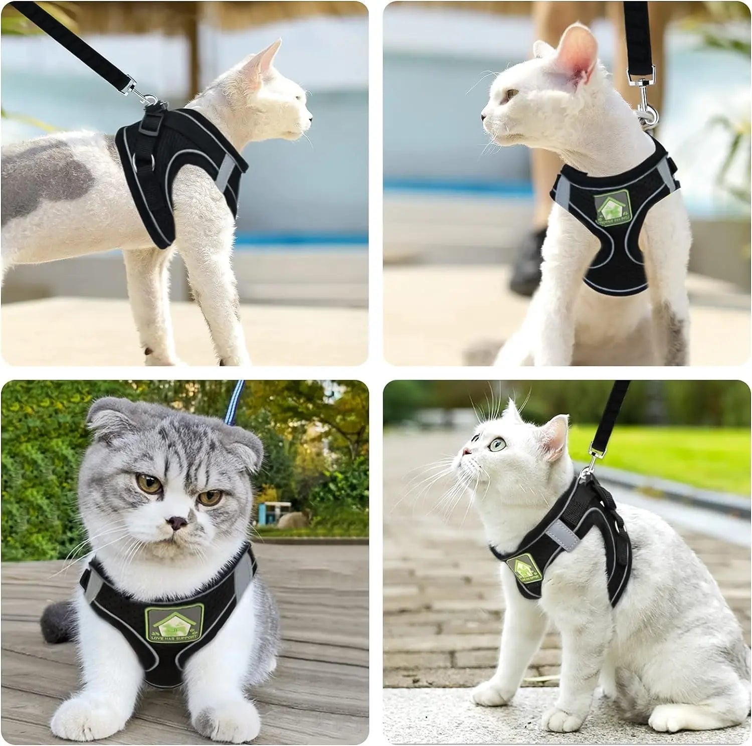 Cat Collars Harnesses and Lead Set Kitten Walking Escape Proof Adjustable Lead - DynamicDrop Hub