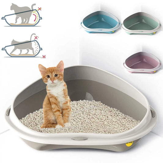 Cat Corner Litter Tray Large or Jumbo Rim Pet Open Toilet Pan Box Cat Centre® - DynamicDrop Hub