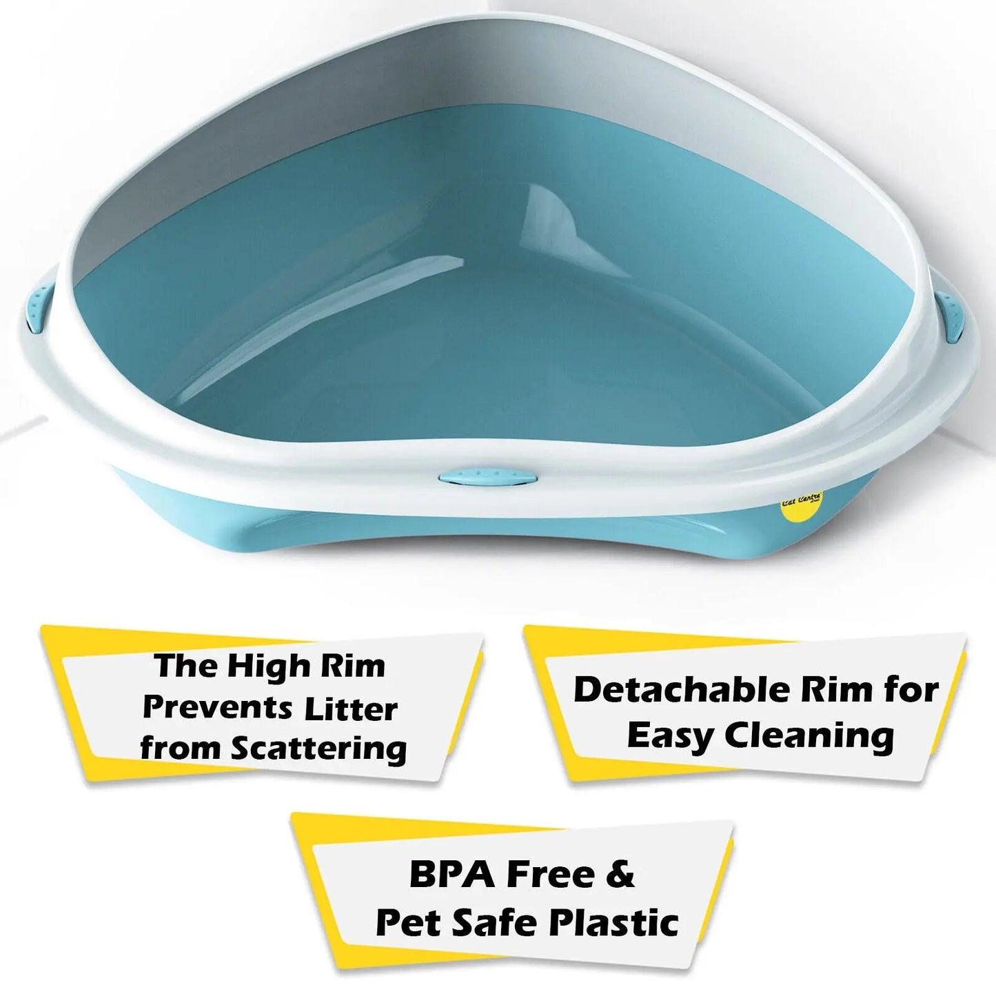 Cat Corner Litter Tray Large or Jumbo Rim Pet Open Toilet Pan Box Cat Centre® - DynamicDrop Hub