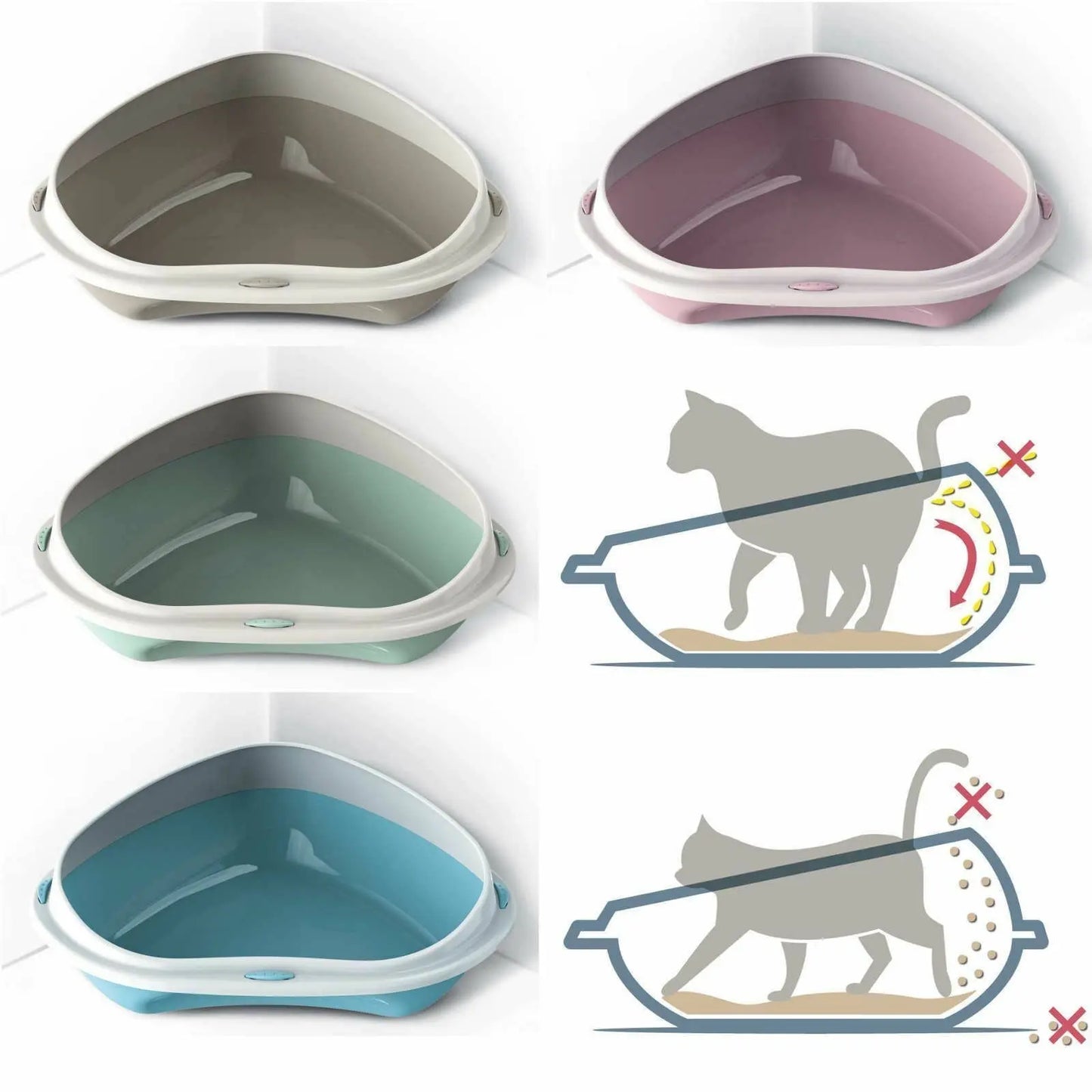 Cat Corner Litter Tray Large or Jumbo Rim Pet Open Toilet Pan Box Cat Centre® - DynamicDrop Hub