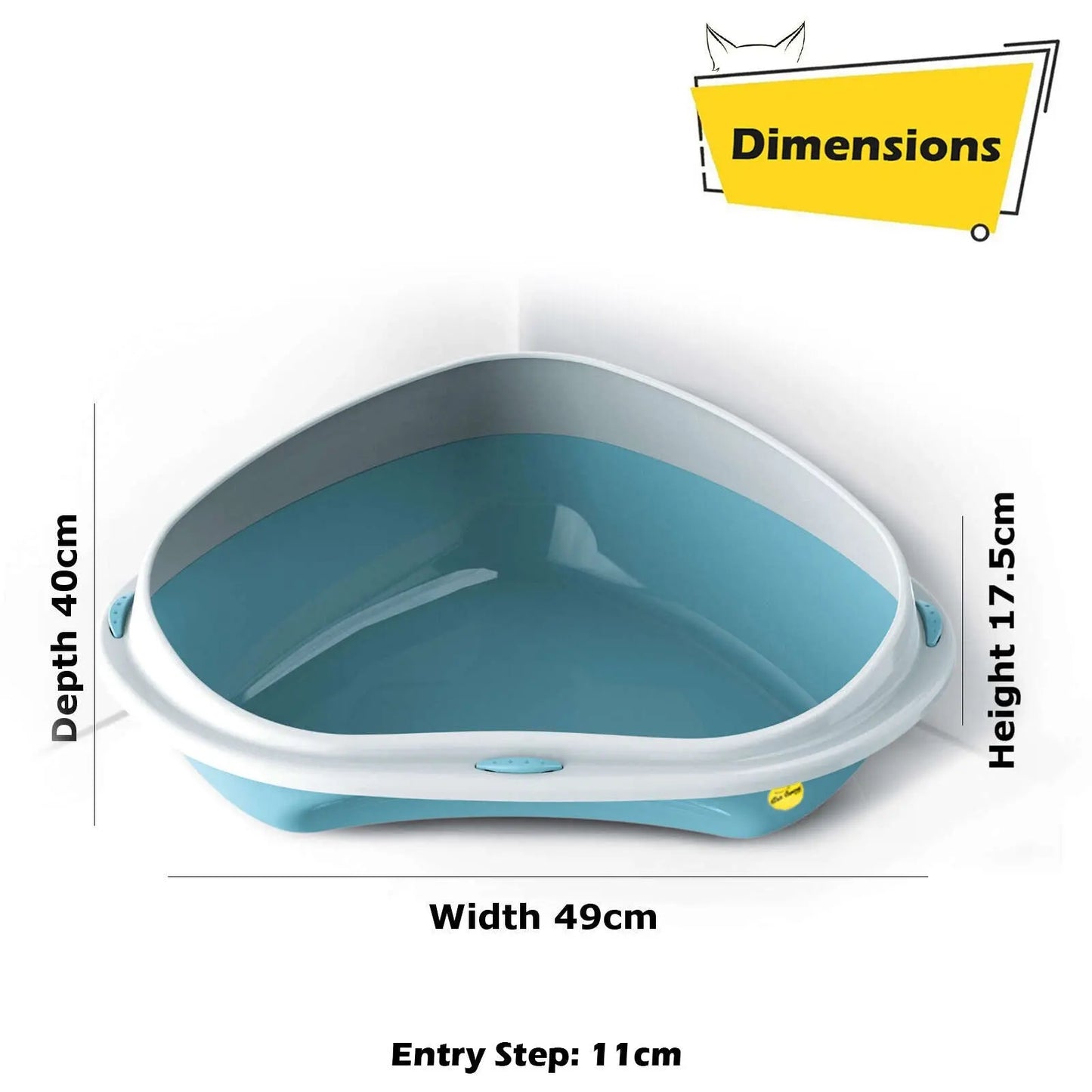 Cat Corner Litter Tray Large or Jumbo Rim Pet Open Toilet Pan Box Cat Centre® - DynamicDrop Hub