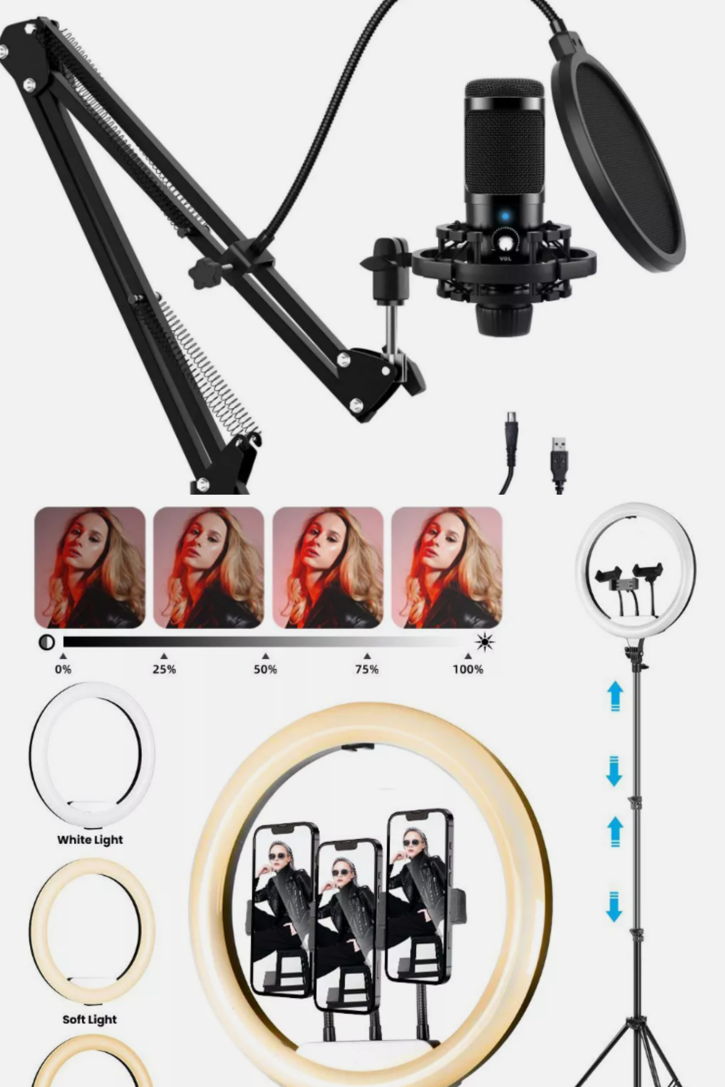 Professional USB Streaming Microphone Kit – Cardioid Condenser Mic for Podcasting, Gaming, Live Streaming & Recording