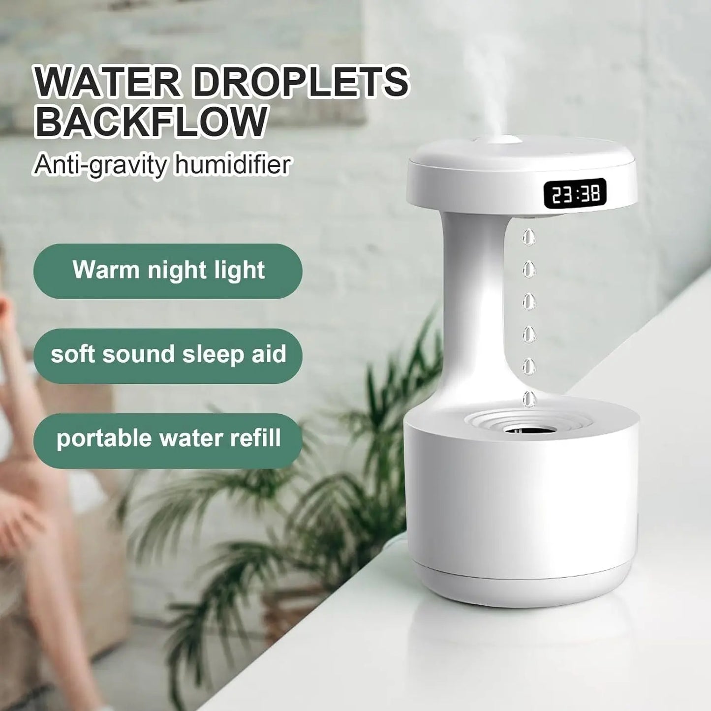 Cool Mist Humidifiers anti Gravity Water Droplet - DynamicDrop Hub
