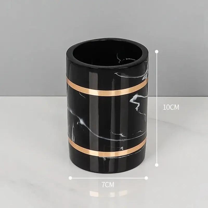 Creativity Double Gold Stroke Resin Bathroom Accessories Set European Modern Toothbrush Cup Toothbrush Holder Home Decoration - DynamicDrop Hub