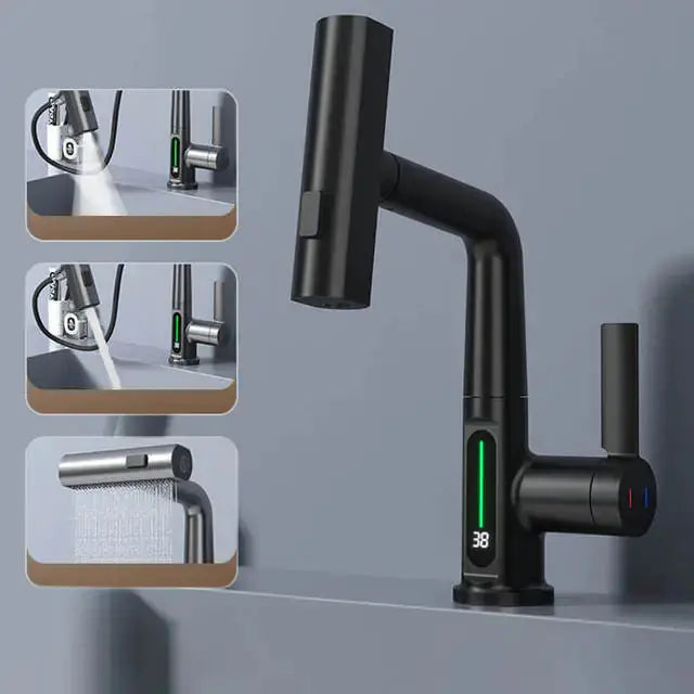 Digital Display Waterfall Faucet – Modern Elegance & Precision in Your Kitchen and Bathroom - DynamicDrop Hub